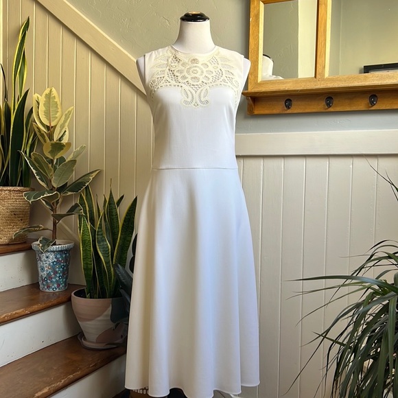 Ralph Lauren Collection Purple Label Wool Sleeveless Embroidered Dress in Cream - Picture 12 of 14